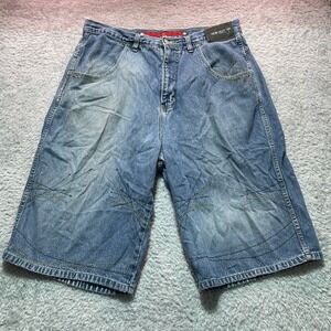 Vokal Vintage Baggy Denim Shorts Mens 38 Blue Y2K Skater Hip Hop Embroidered